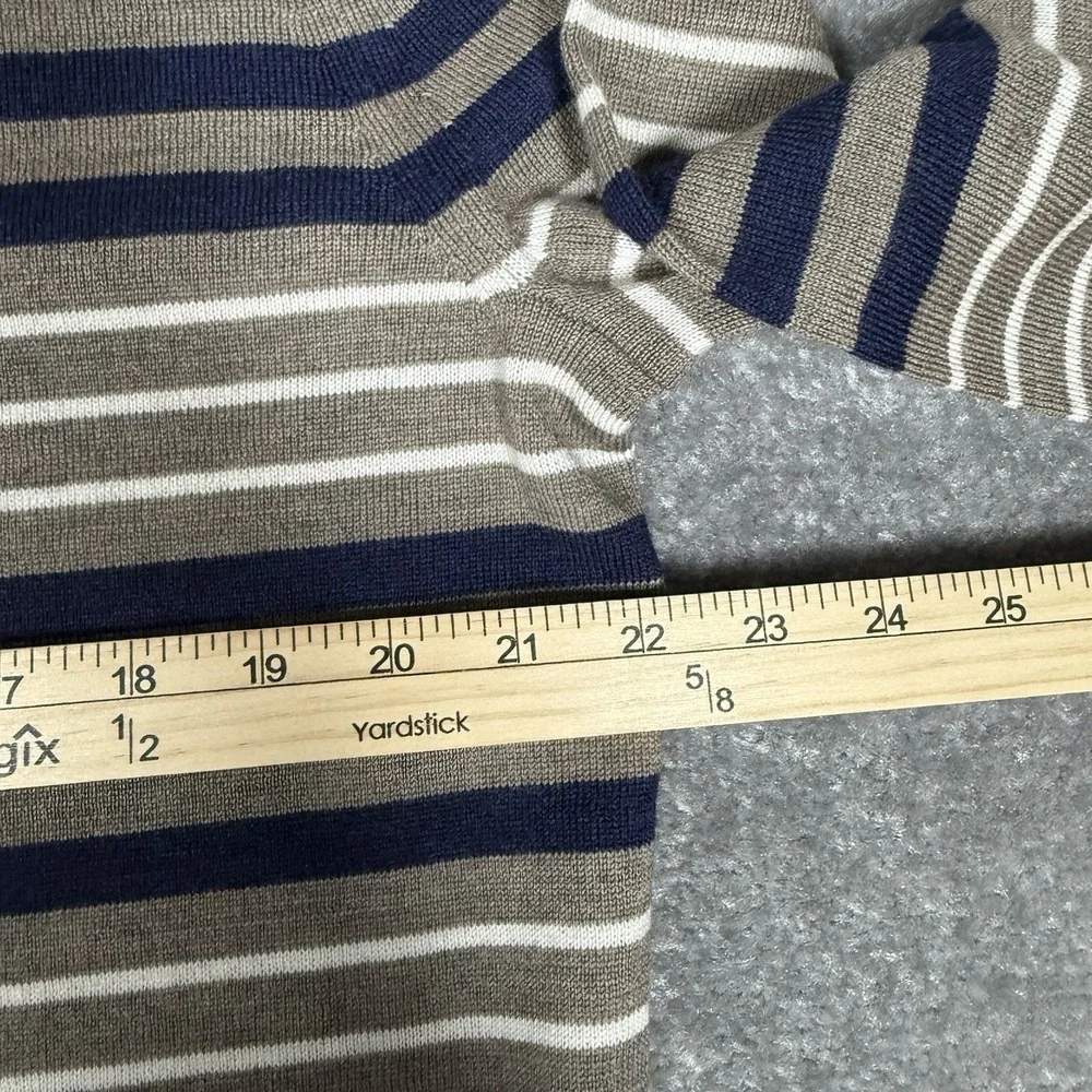 Banana Republic Sweater‎ Men's Large Brown Blue Striped Merino Wool Long Sleeve